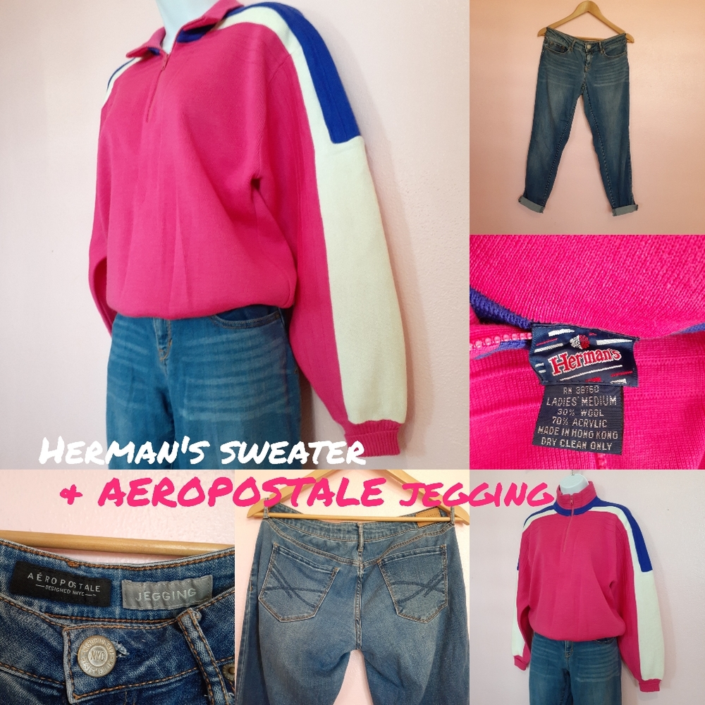 Pink sweater and jegging AEROPOSTALE